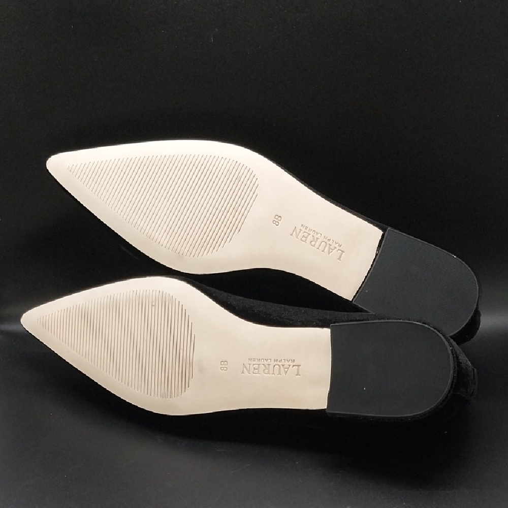 Lauren Ralph Lauren Black Velvet Flats with Silver Accent - Picture 5 of 6